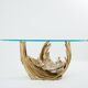 Dining table brass sculpture rock crystals Isabelle Faure 1970