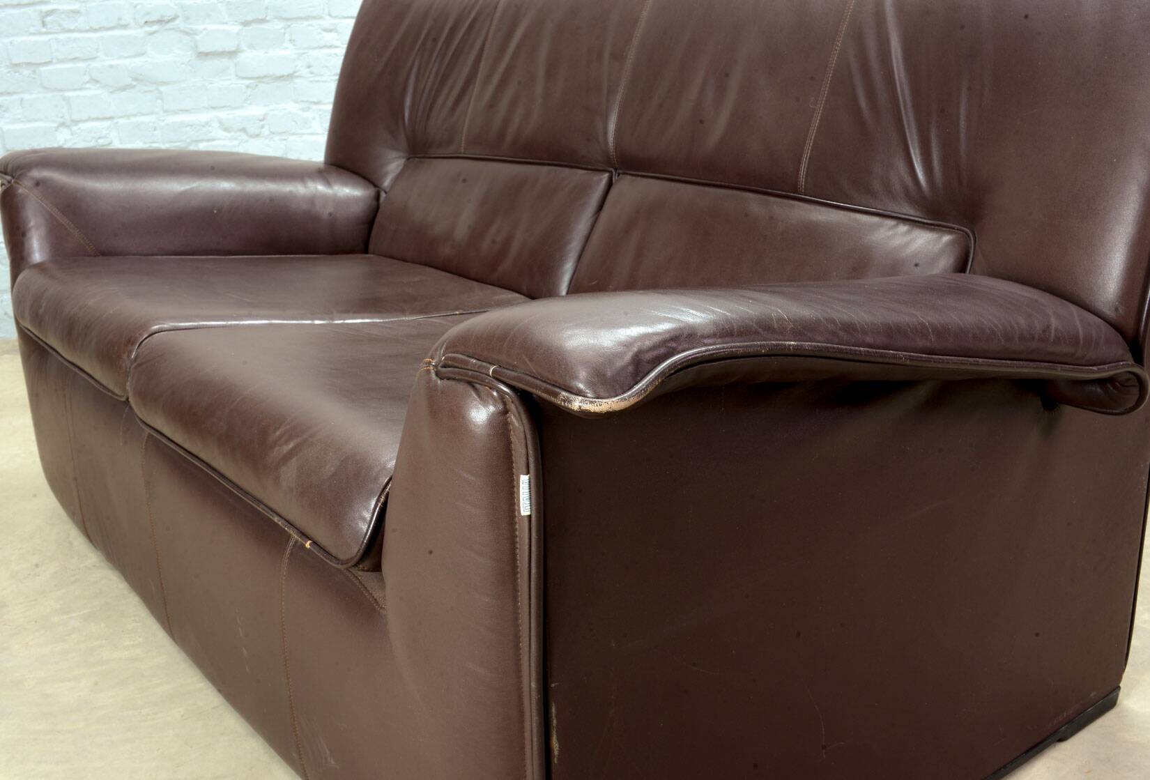 Afra and Tobia Scarpa for B&B Italia Chocolate Brown Leather Two Seat Sofas