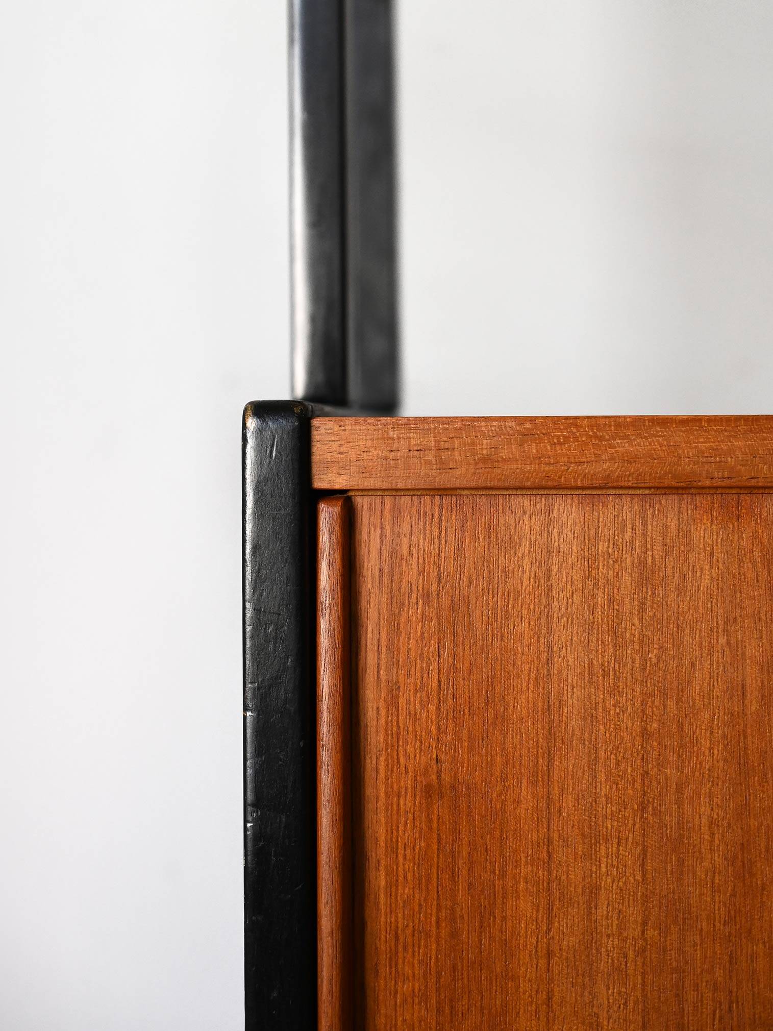Scandinavian teak bookcase with black details