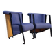 Lot de 2 - Chaise longue cubique post-moderne en contreplaqué et métal, années 1980-1990