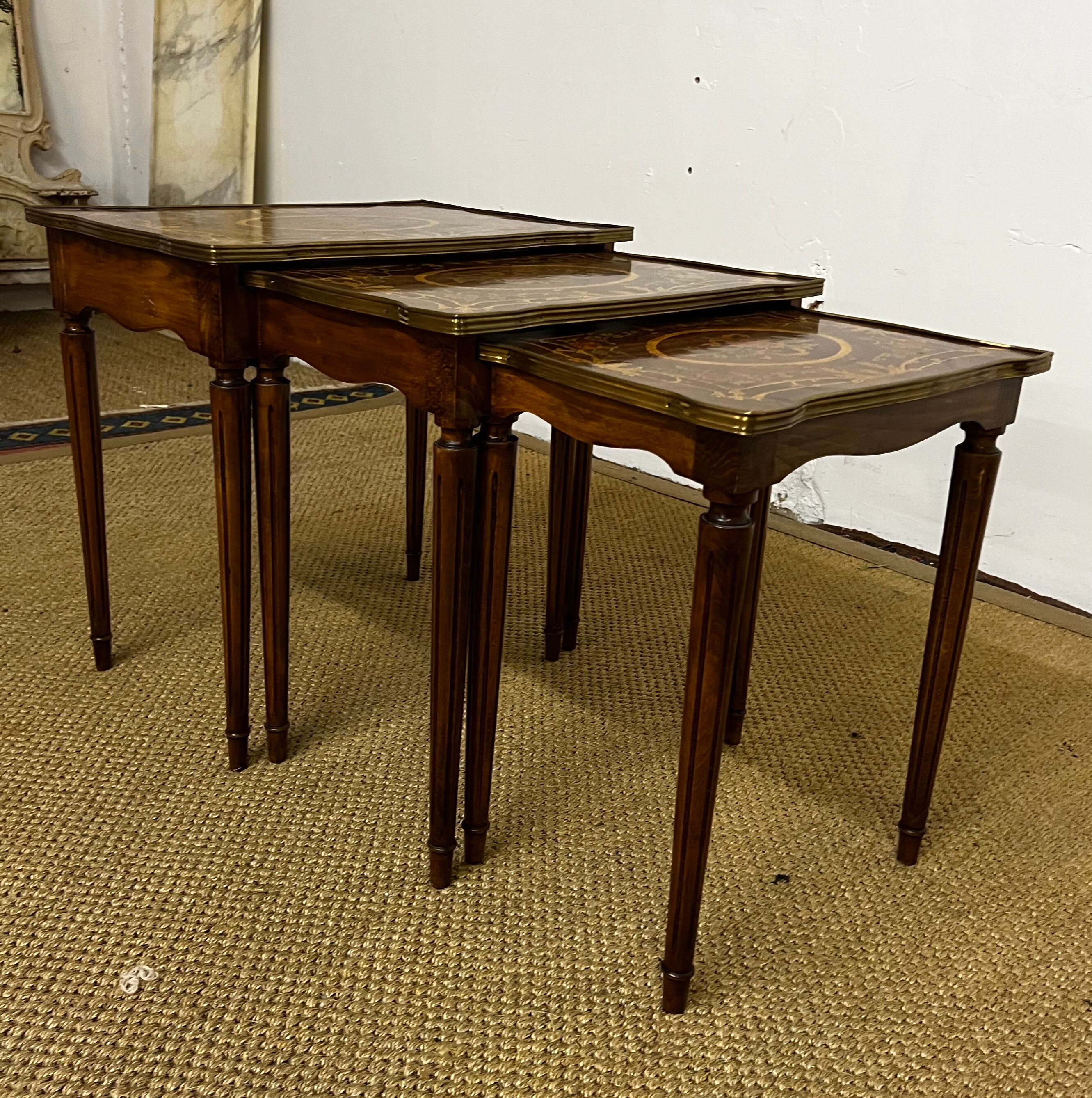 Nesting tables in Louis XVI style marquetry