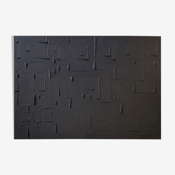 Tableau abstrait peinture monochrome noir