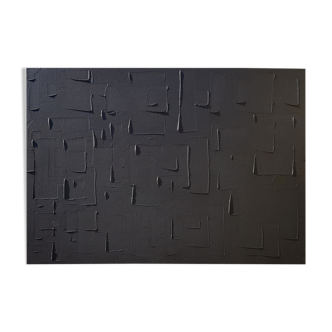Tableau abstrait peinture monochrome noir