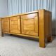 Large French sideboard in solid elm, 1970, attributed to Atelier Chauvin.
