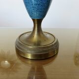 Blue and bronze crackle ceramic lamp