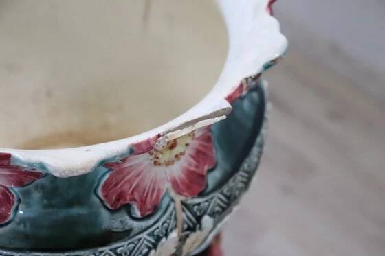 Art Nouveau ceramic vase with column, Italy early 20th century