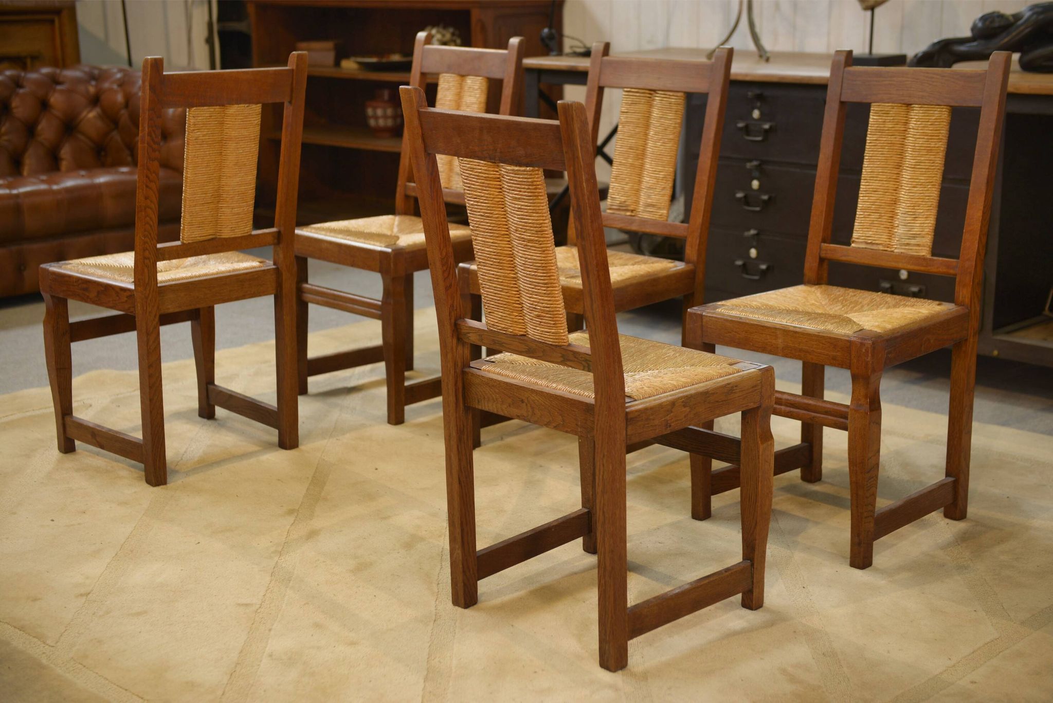 Set of 6 brutalist chairs from the 1950s.