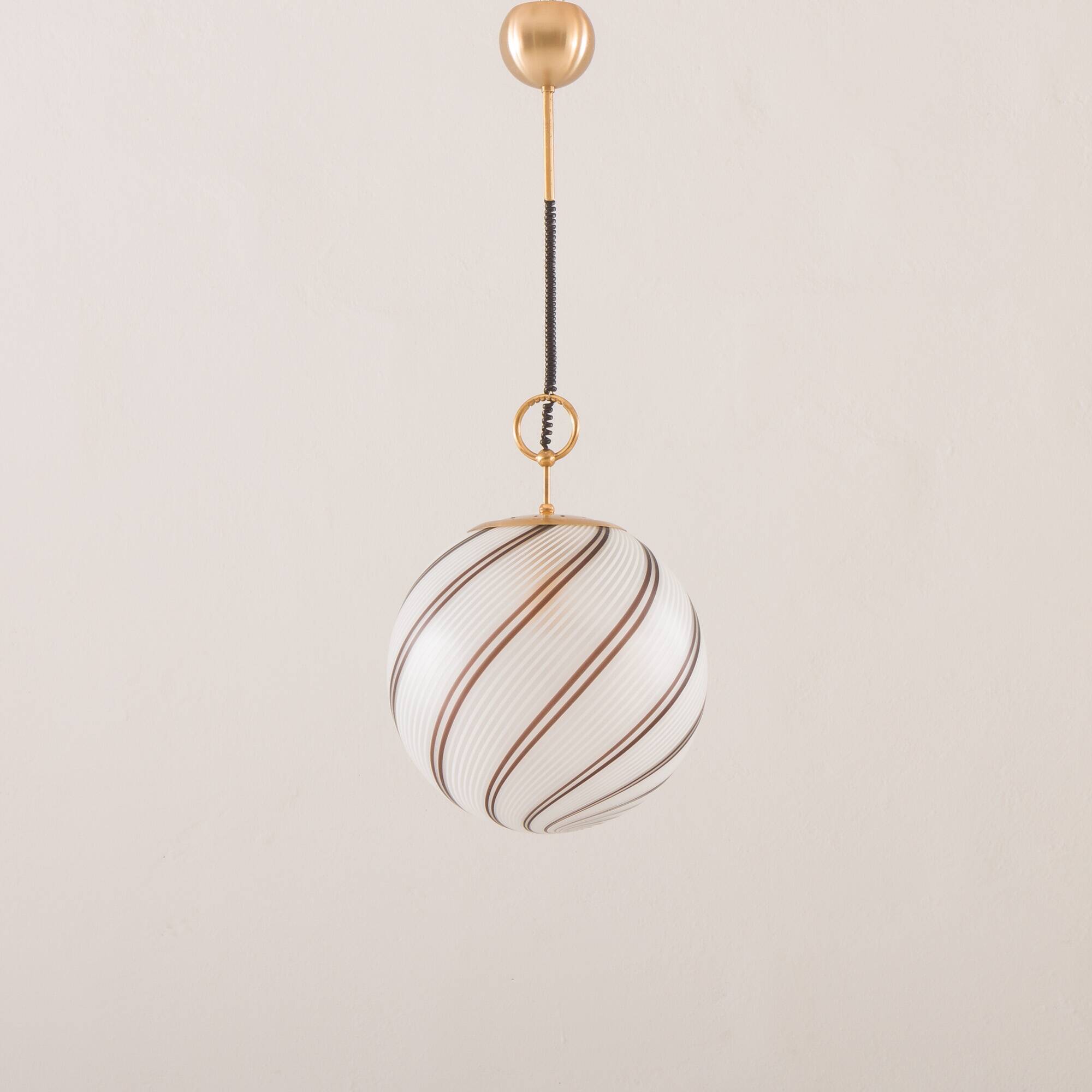 Murano glass striped globe lamp attr. to Venini, Italy 1970s