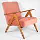 Original vintage armchair compas, restored, 1960s, velvet, pink