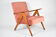 Original vintage armchair compas, restored, 1960s, velvet, pink