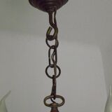 Vintage French 6 Light Heavy Brass Flemish Style Chandelier Card Drips 4050