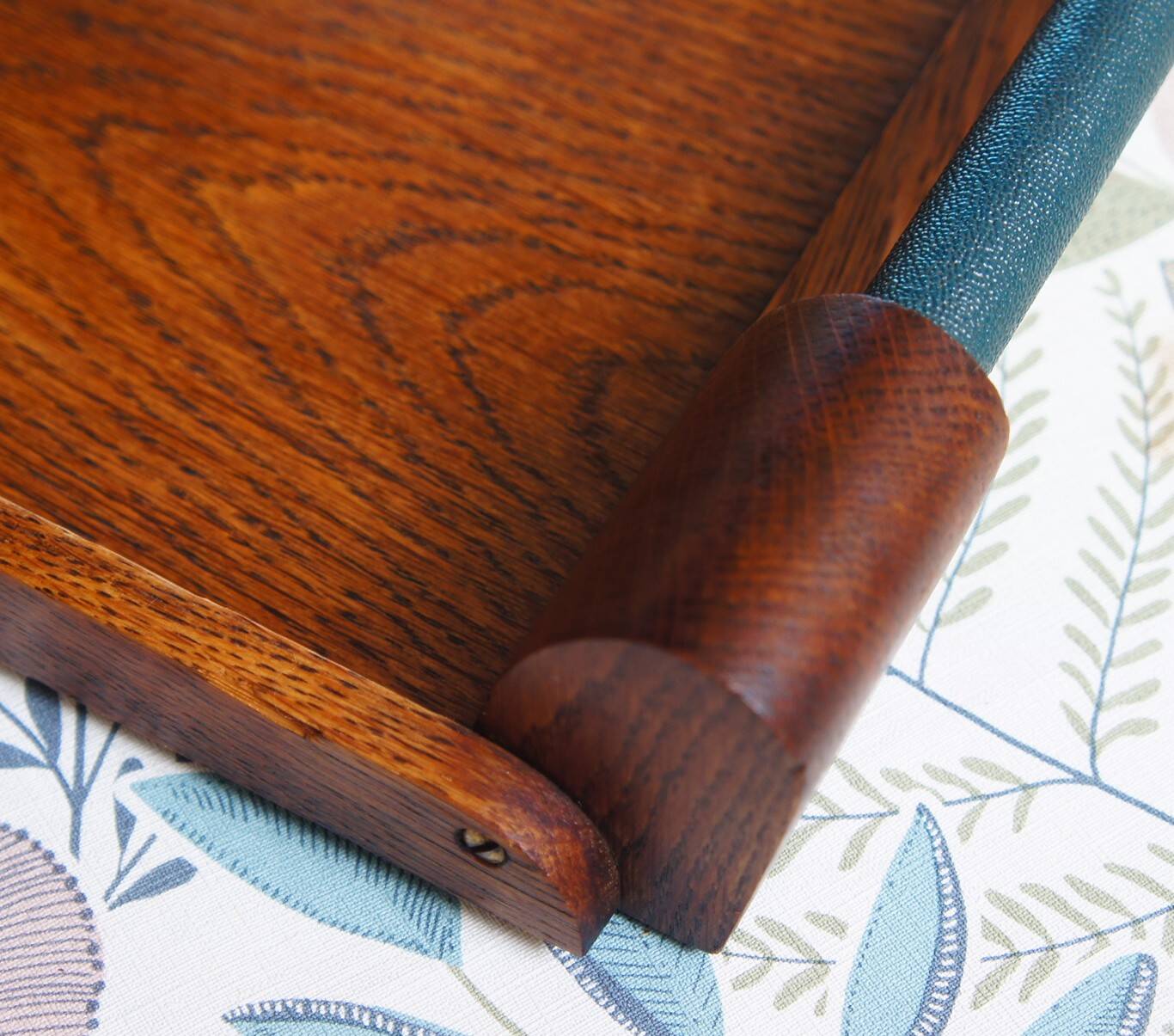 Oak & skai tray, circa 1940