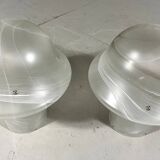 Lampes de table en verre champignon Peill & Putzler des années 1970