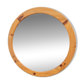 Scandinavian Round Pine Mirror, 1970s