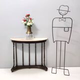 Neoclassical Style Turned Beech Console Table with a Demilune Marble Top, Italy