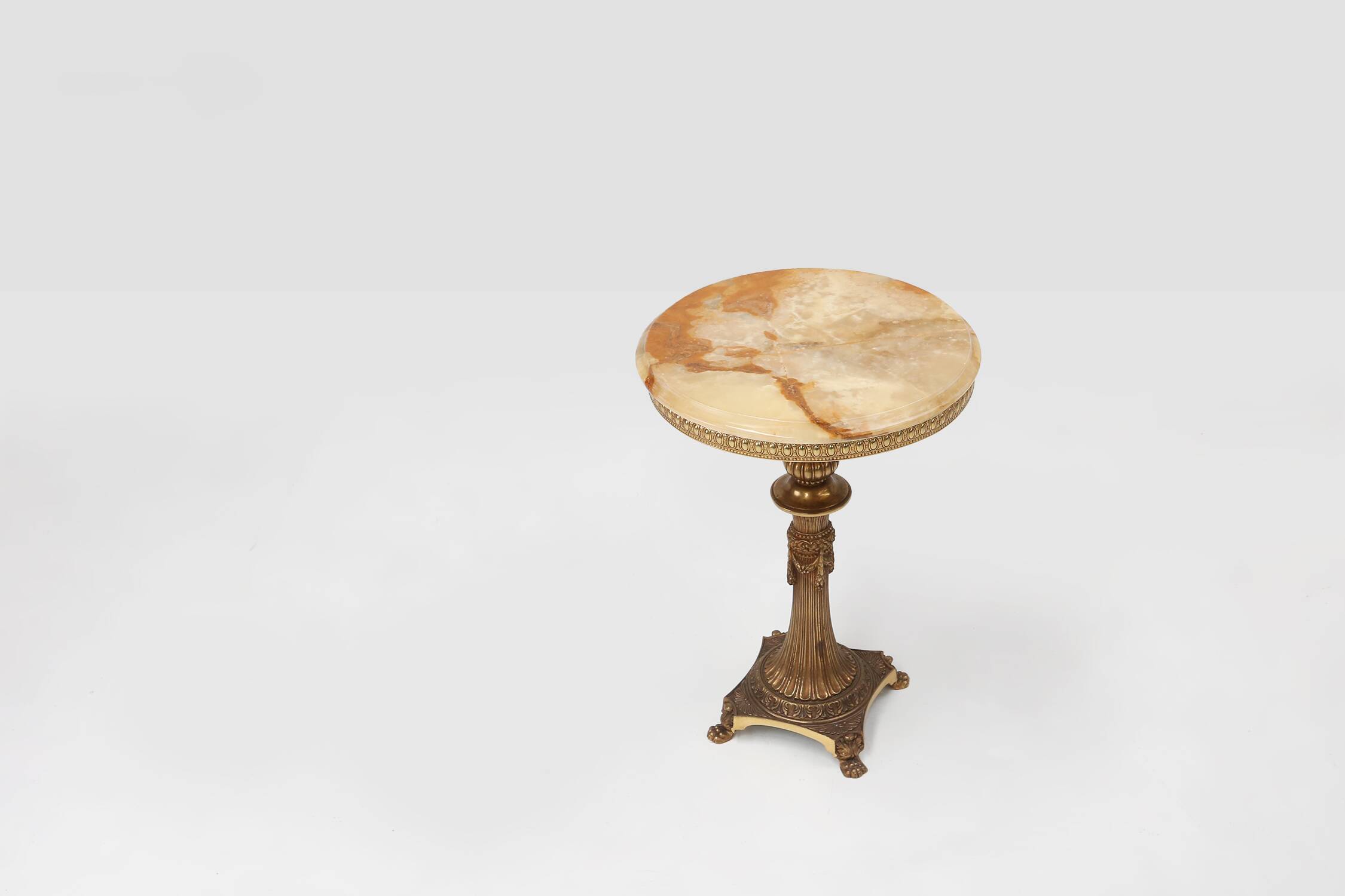 Beautiful brass side table with onyx marble top, France ca. 1950