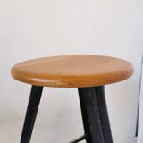 Tabouret de bar industriel vintage en bois et métal