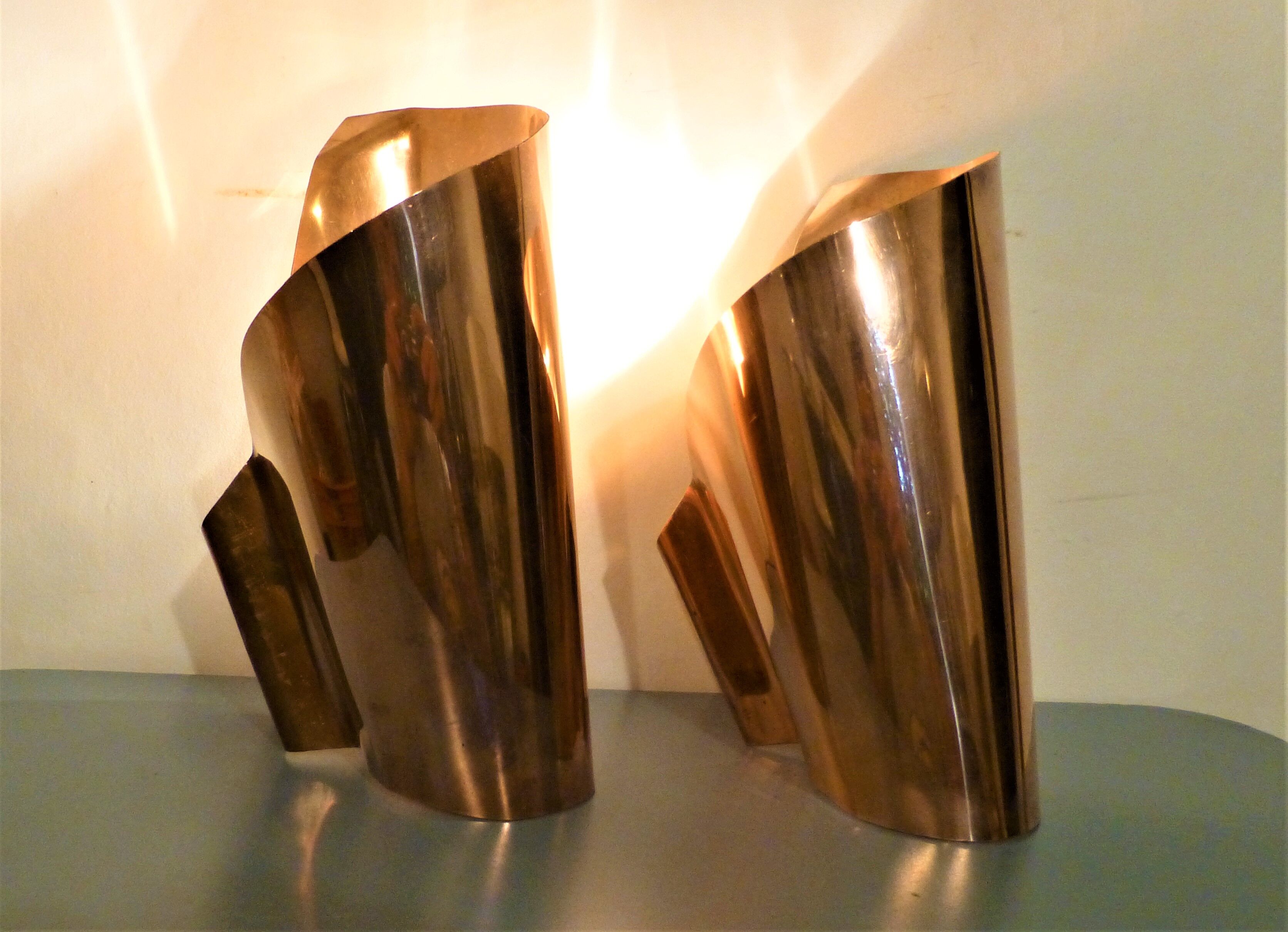 Pair of vintage brass wall lamps 1970