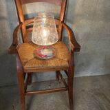 Chaise haute de bébé, ancienne en paille