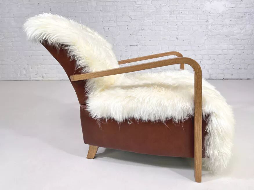 Scandinavian style armchair in leather and hide