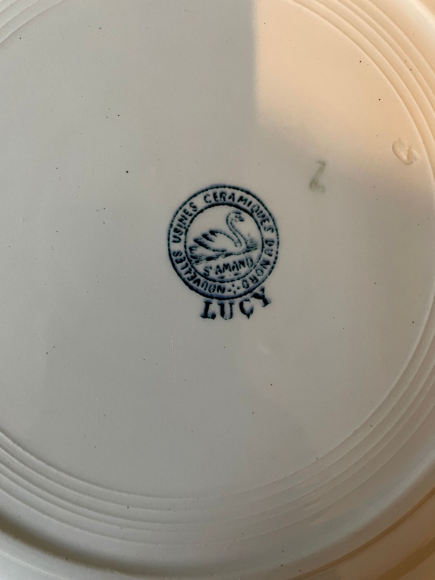 Set of 11 flat plates Terre de Fer in Earthenware of St Amand, model Lucy