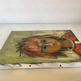 Oil portrait painting on canvas signed