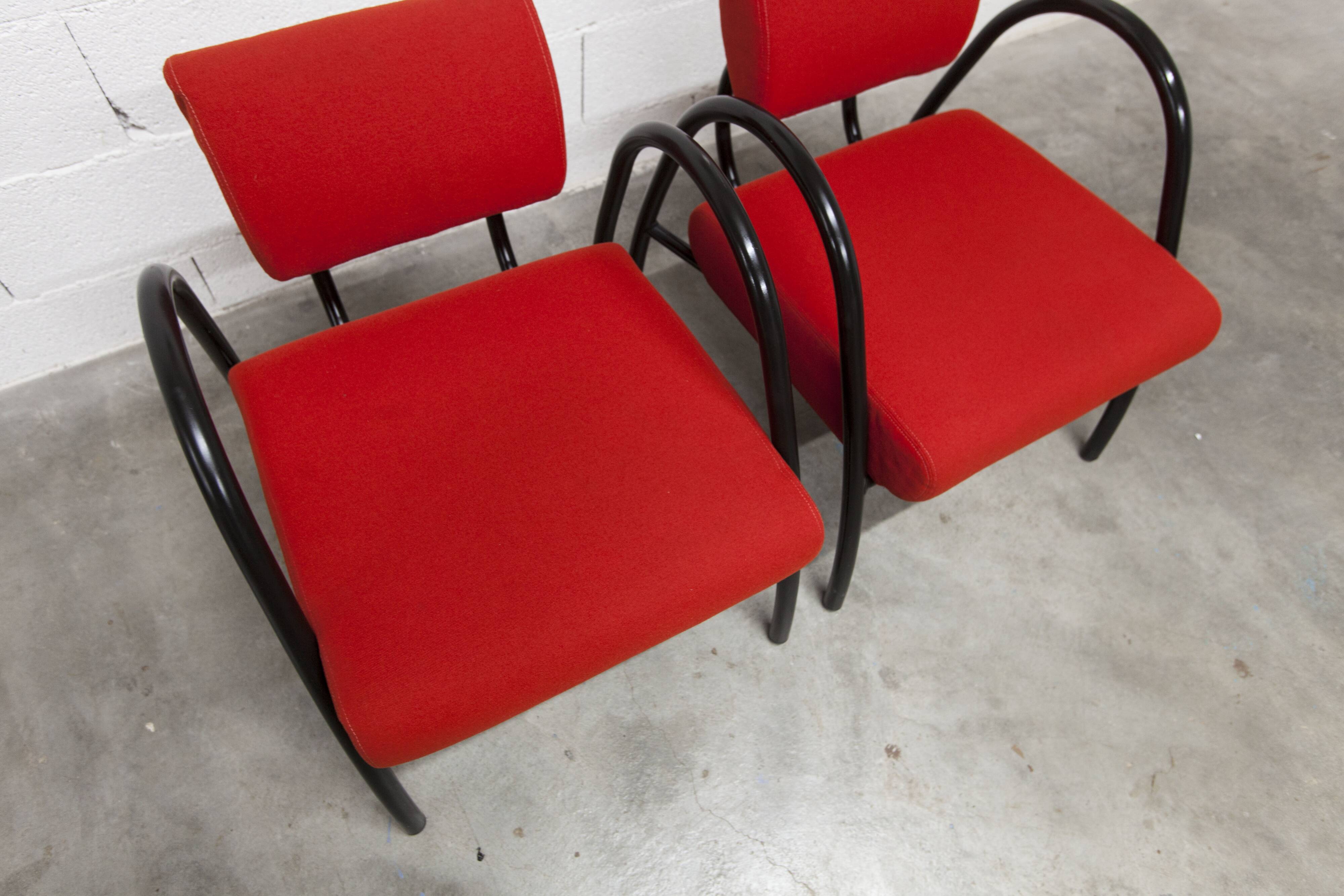 Sofa set with 2 designer armchairs 2001 red