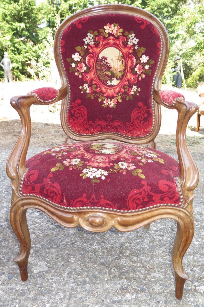 Paire de fauteuils Napoléon III en acajou