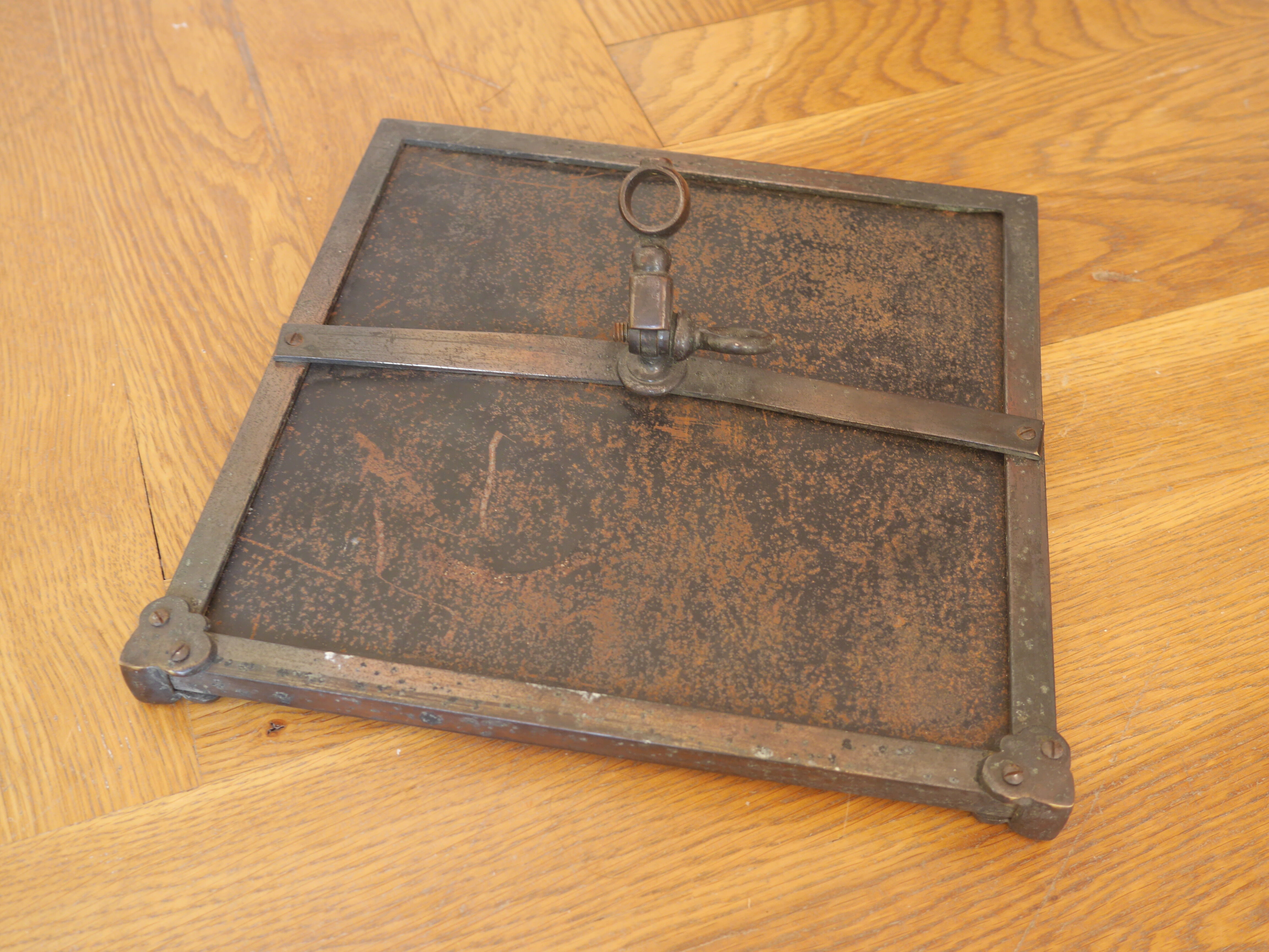 Art deco mirror brass patina 26x26cm