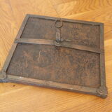 Art deco mirror brass patina 26x26cm