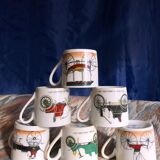 Vintage mocha service collection 6 cups cars real limoges porcelain of paris