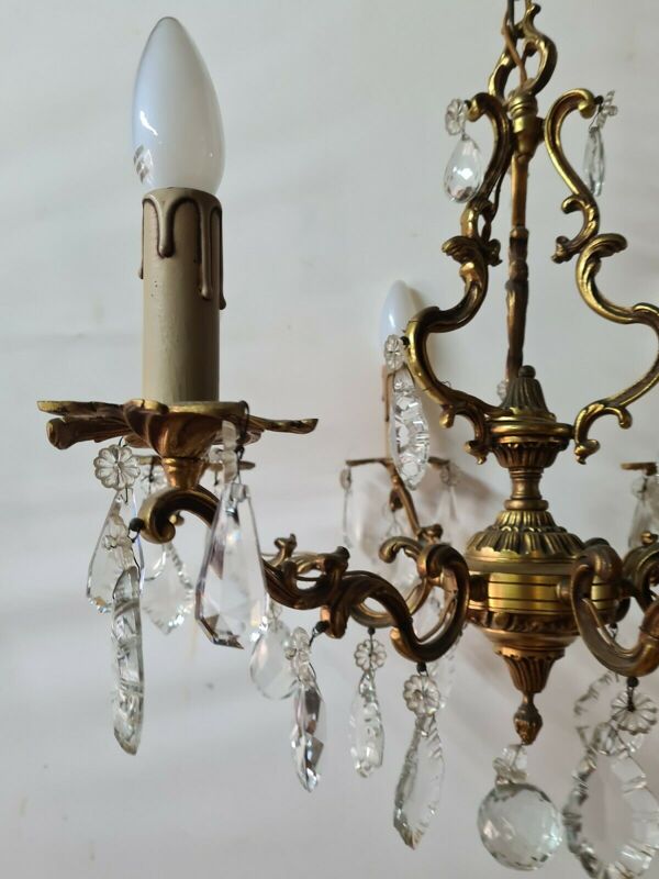 Lustre en bronze à pampilles style LOUIS XV