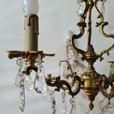 Lustre en bronze à pampilles style LOUIS XV