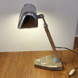Office Art Deco lamp, chrome metal, & base marble, 1930 s