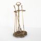 Antique bronze fire screen and fireplace accessories set. Game of seven. France, 1930s