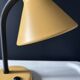 Vintage 1970s mustard yellow gooseneck desk lamp.