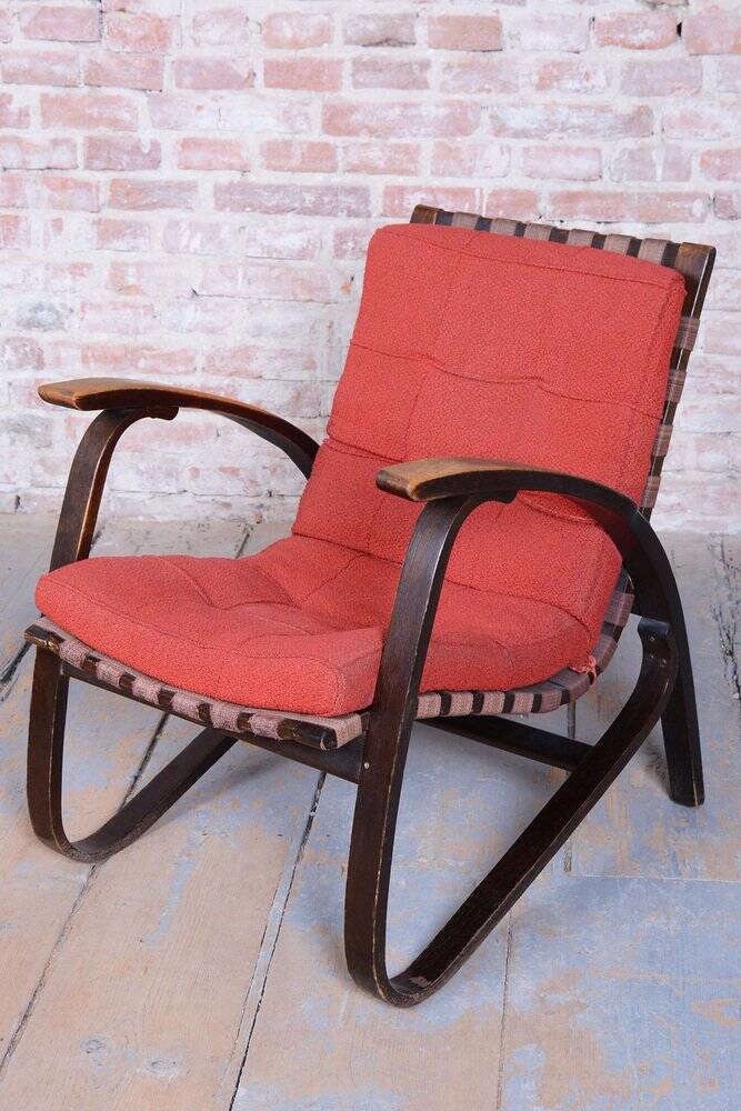 Czech Art Deco Oak Armchairs attributed to Jan Vaněk, 1940s, Set of 2