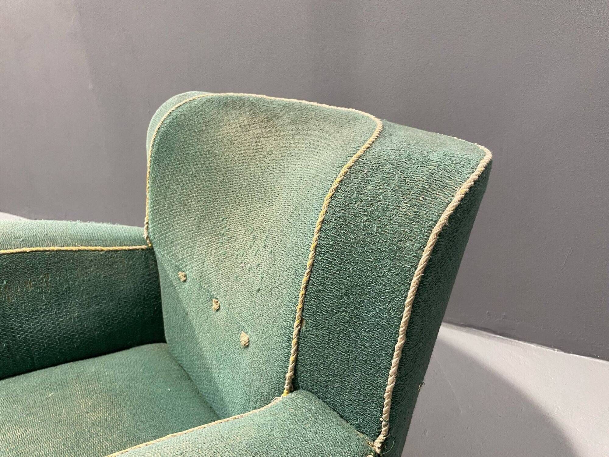 Fauteuil Art déco danois en mohair vert, années 1930-1940