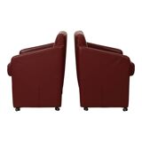 Vintage Couple Red Sofas Armchairs High Quality Faux Leather