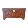 Chinese chest in solid camphor wood carved early 20th century