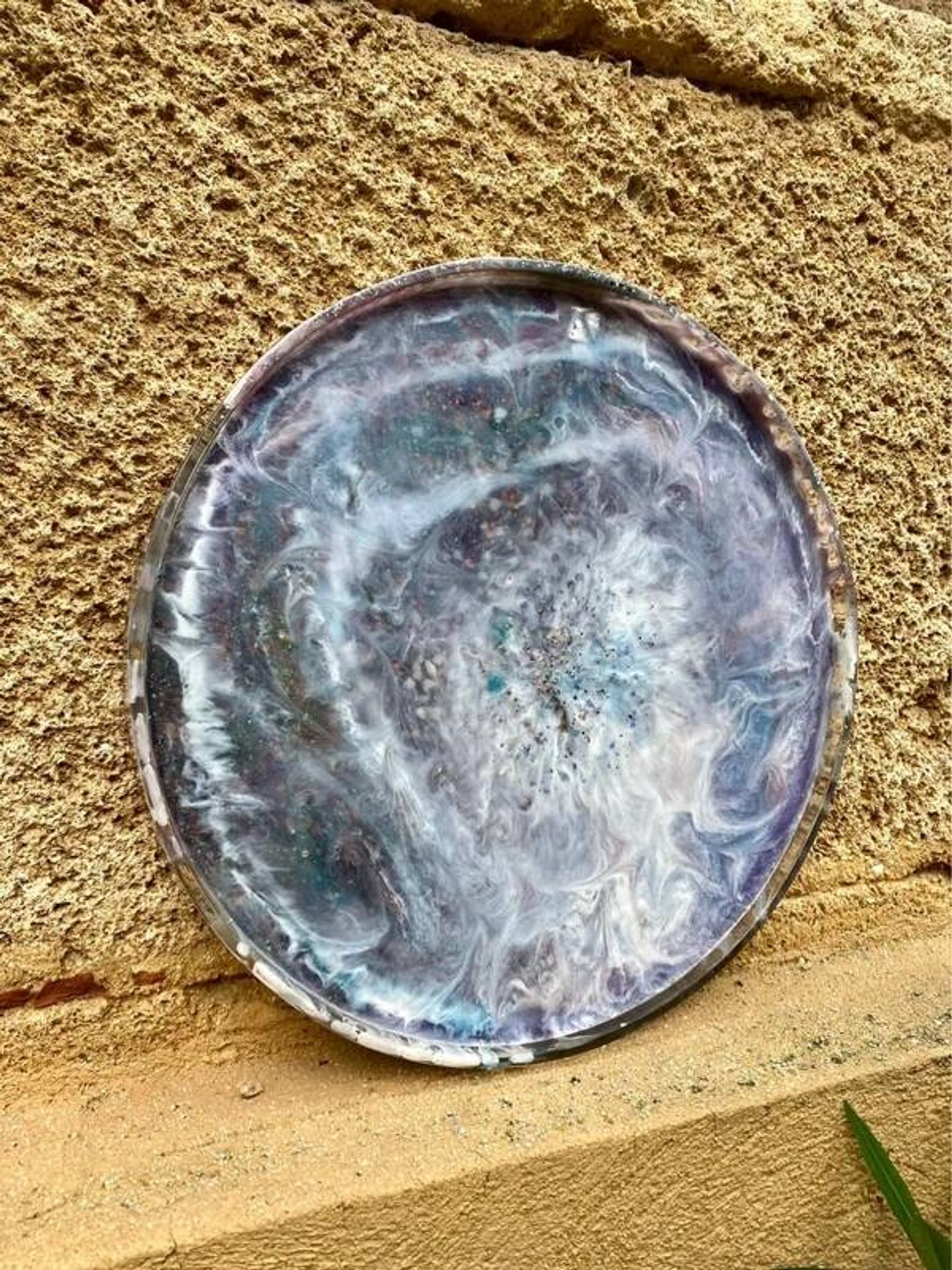 Grand plat à paillettes vintage résine