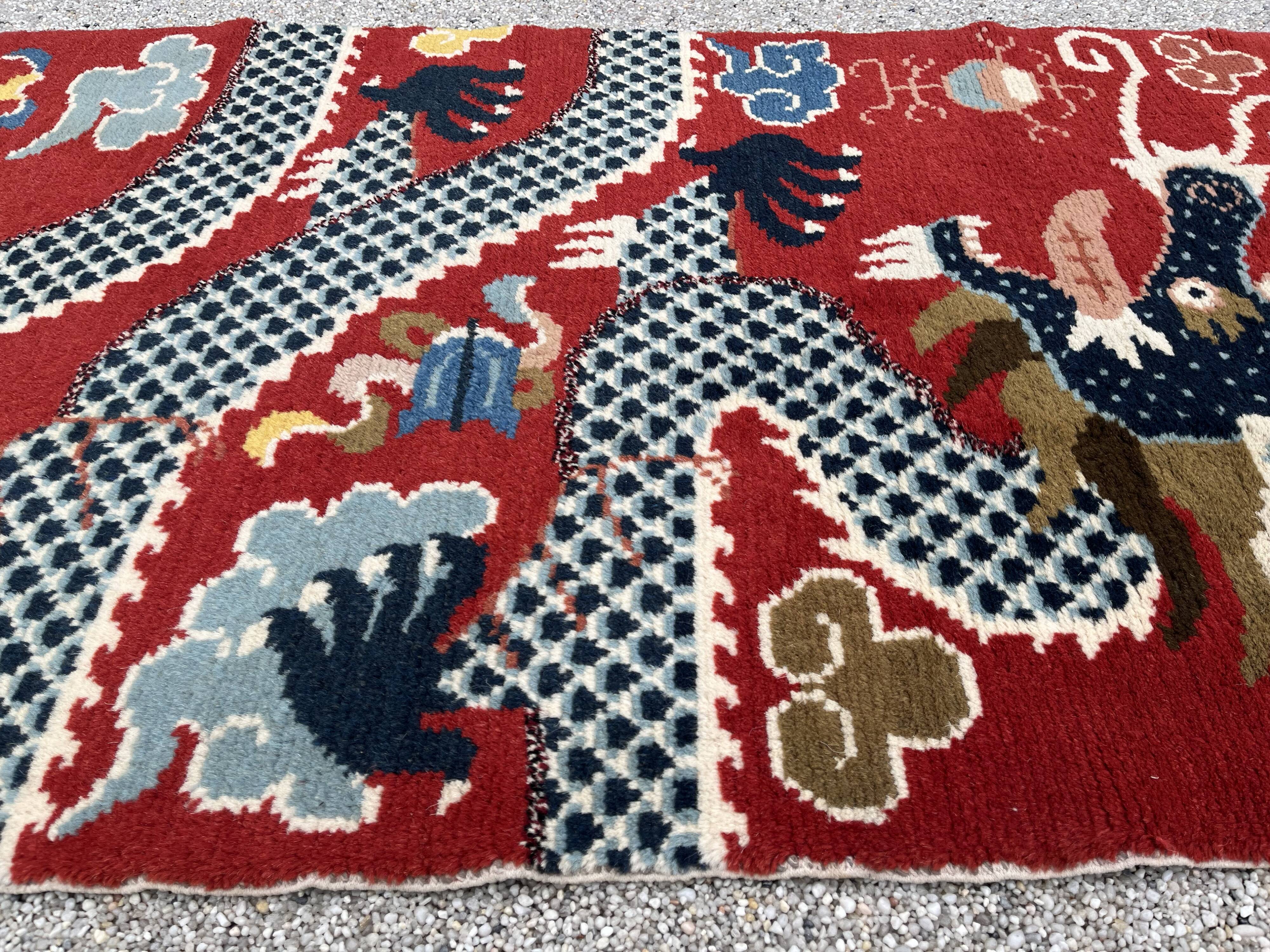 Ningxia, five-claw dragon carpet, Circa 1920