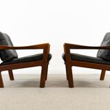 Paire de fauteuils noir par Illum Wikkelsoe pour Niels Eilersen, Danemark