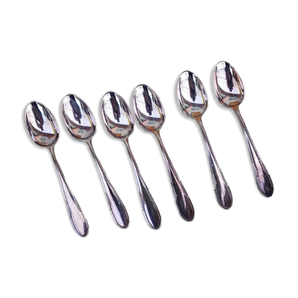 Six cuillères à café en métal argenté
