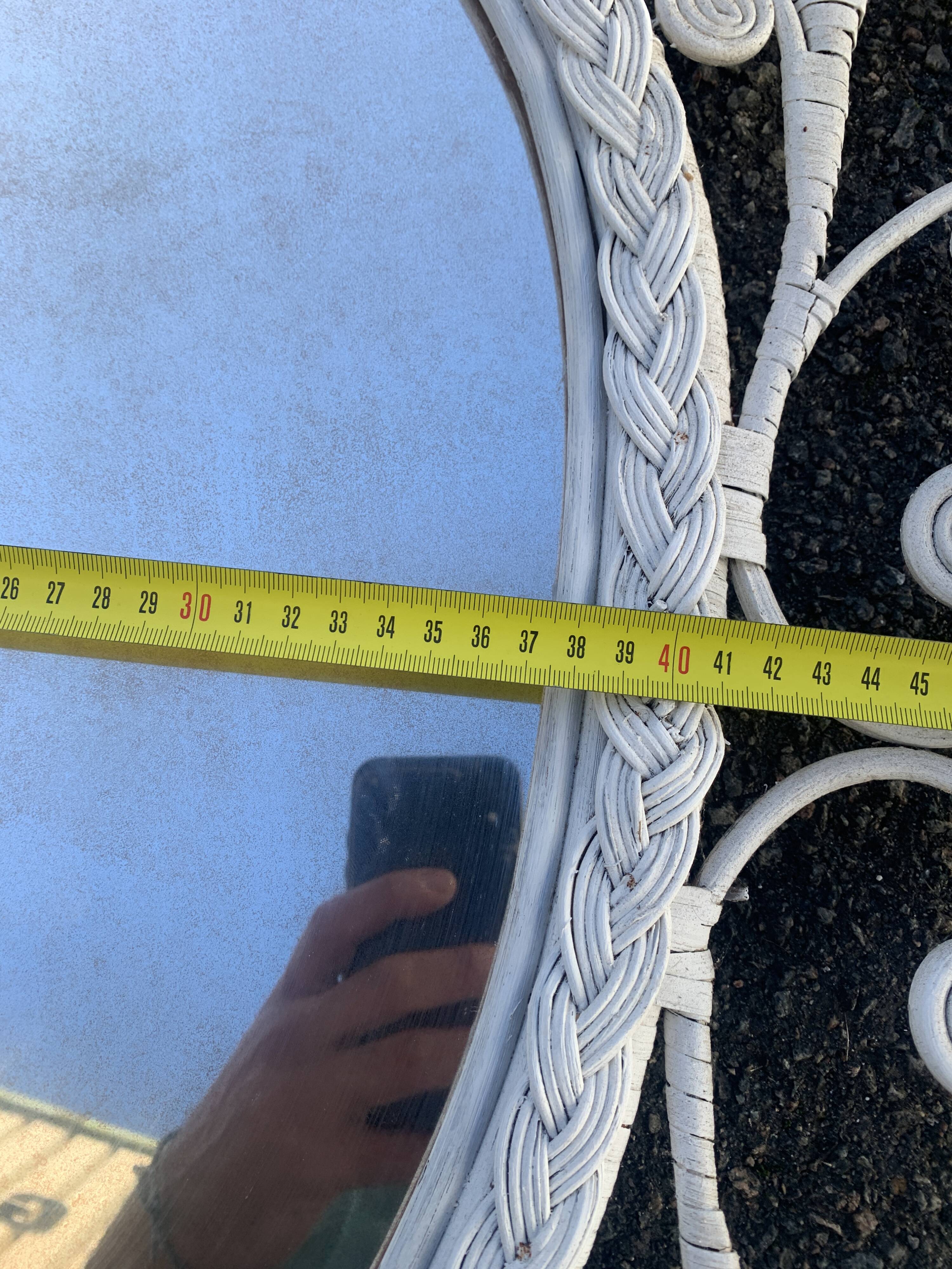 large white rattan mirror 77 x 60