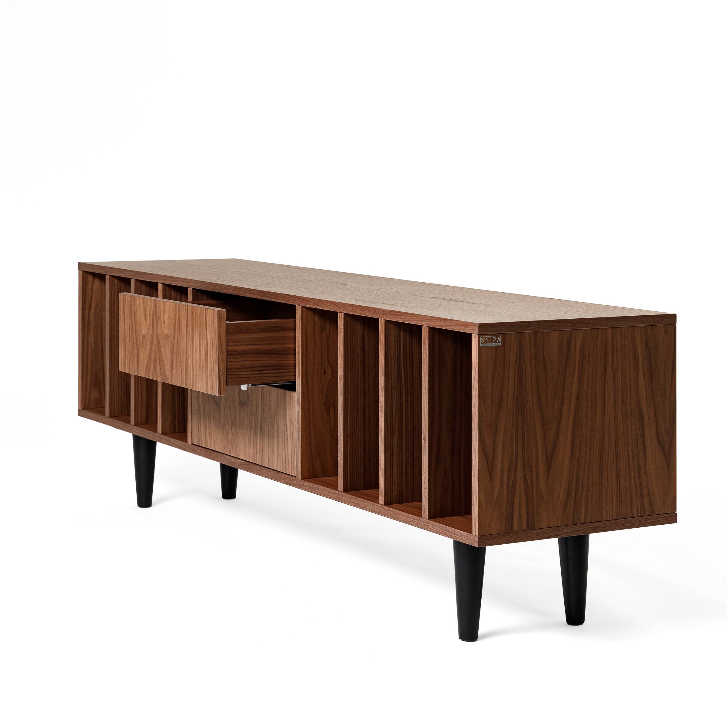 Vinyl Record Storage Cabinet Walnut "Nolana"