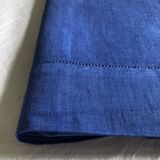 Antique linen and cotton sheet cobalt blue