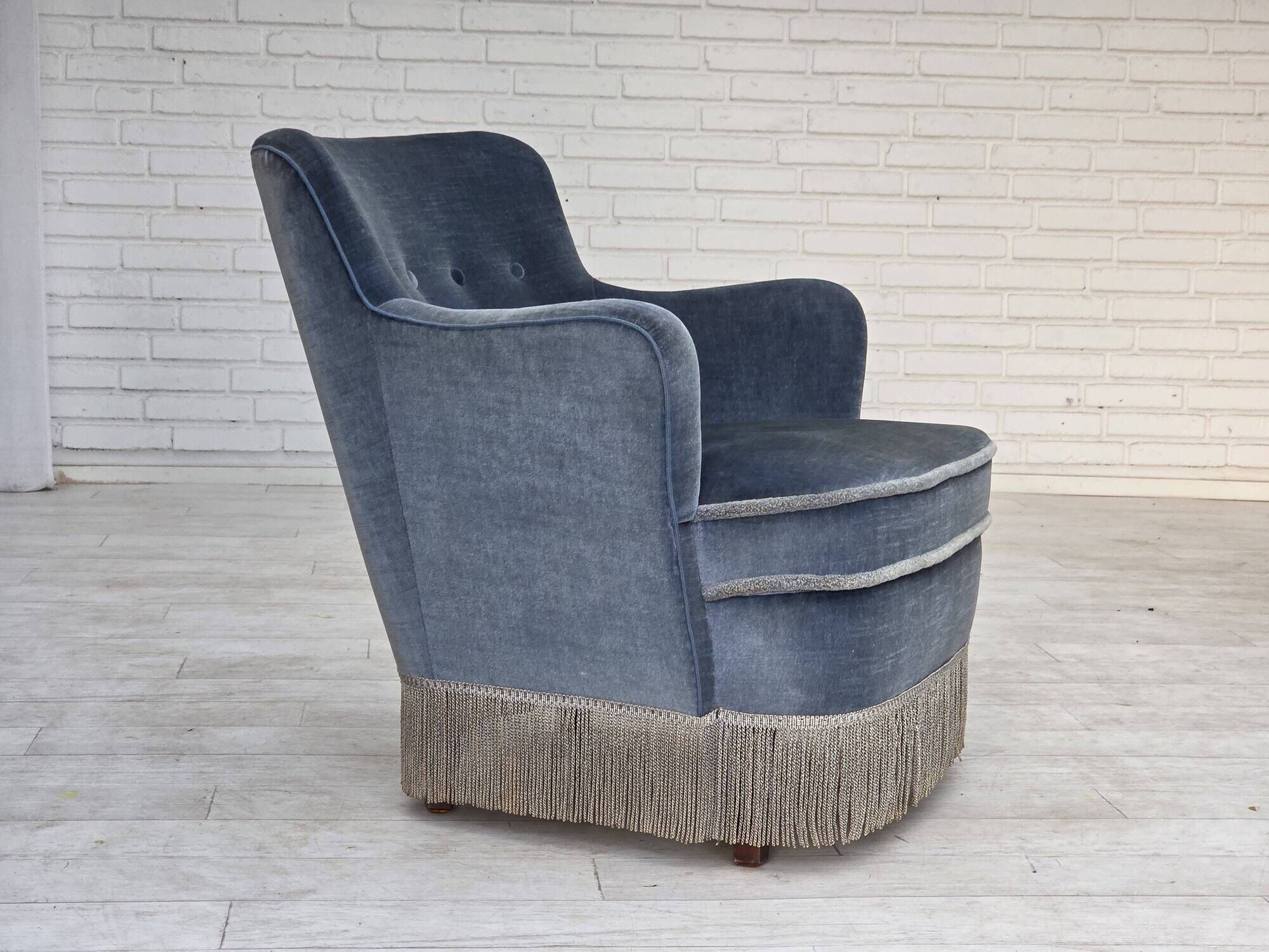 1970s, Danish armchair, furniture velour, beech wood.