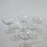 Set of 6 mismatched crystal champagne glasses 1930-1950