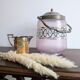 Antique glass bonbonnière in frosted violet with metal mount – Art Nouveau style